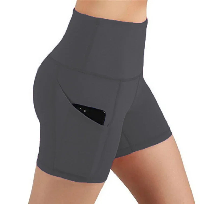 Women High Waist Gym Shorts With Phone Pocket For Running
