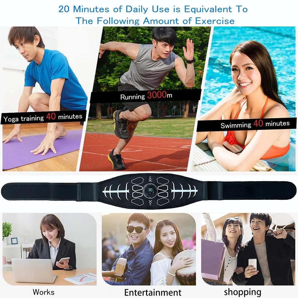 EMS Abdominal Toning Belt Muscle Stimulator Body Massager For Abs