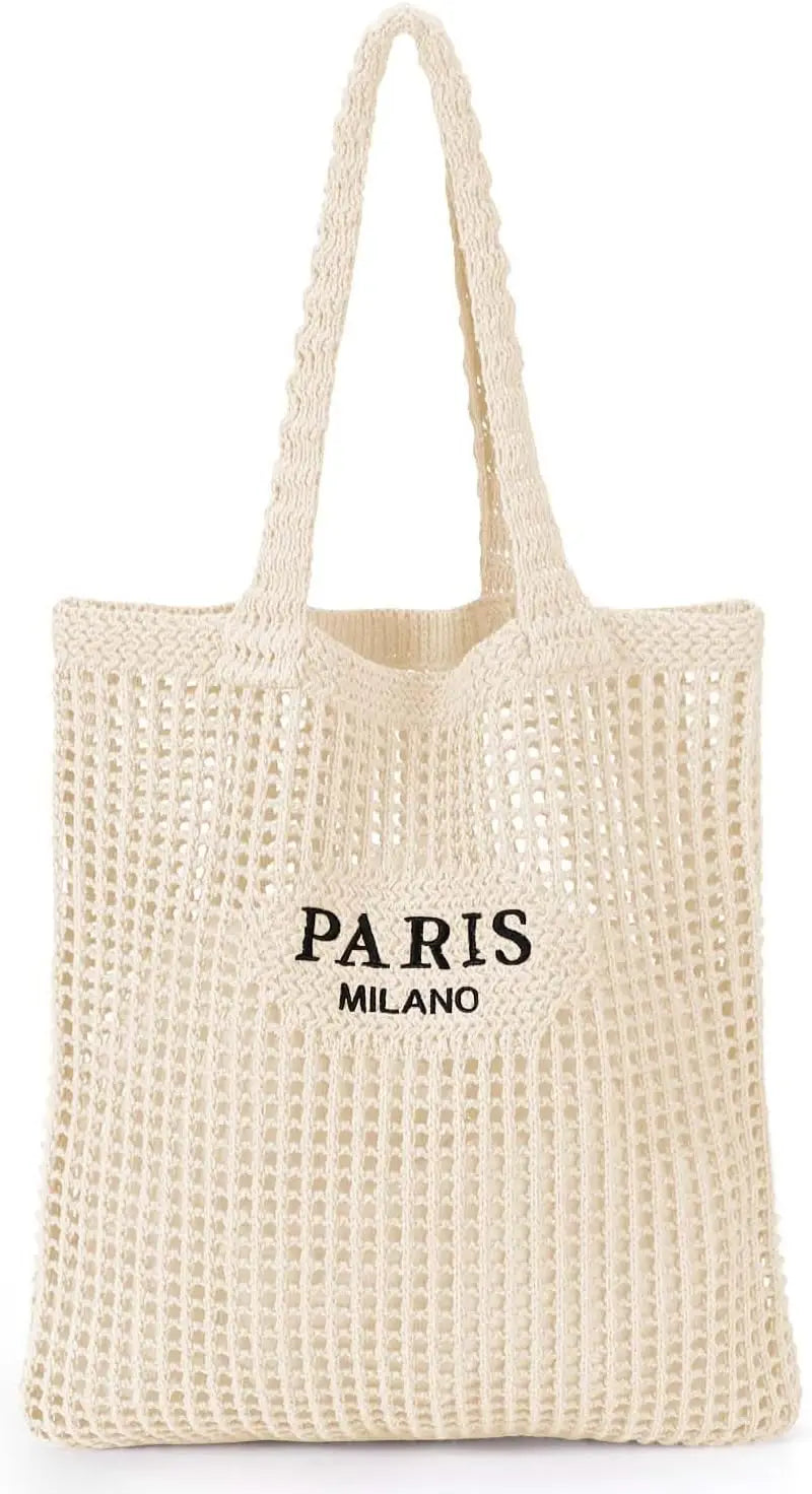 NONECN Crochet Tote Bag For Women Mesh Beach Tote Bag