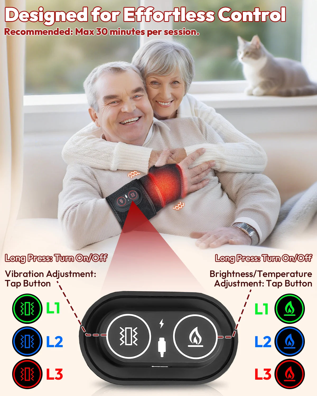 Cordless Infrared Light Therapy Wrap With Heat And Vibration