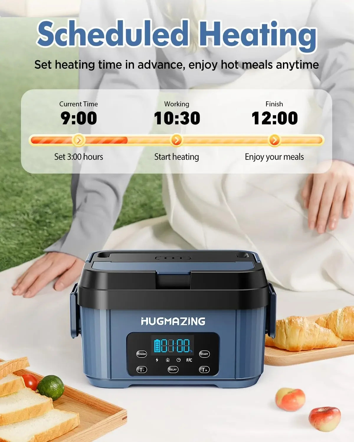 Cordless Electric Lunch Box Rechargeable Self Heating Warmer Container