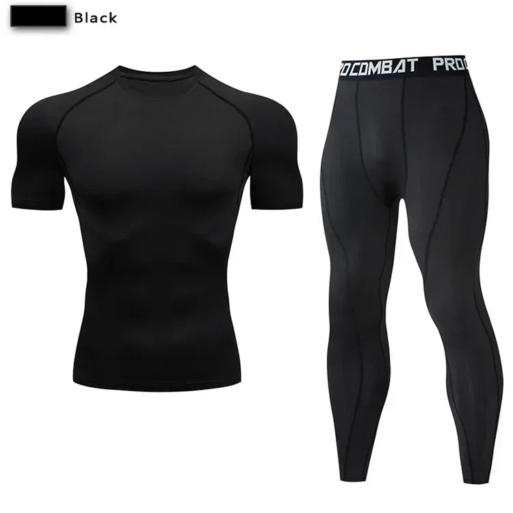 Men Compression Sportswear Set Elastic Training Yoga Tracksuit Pants