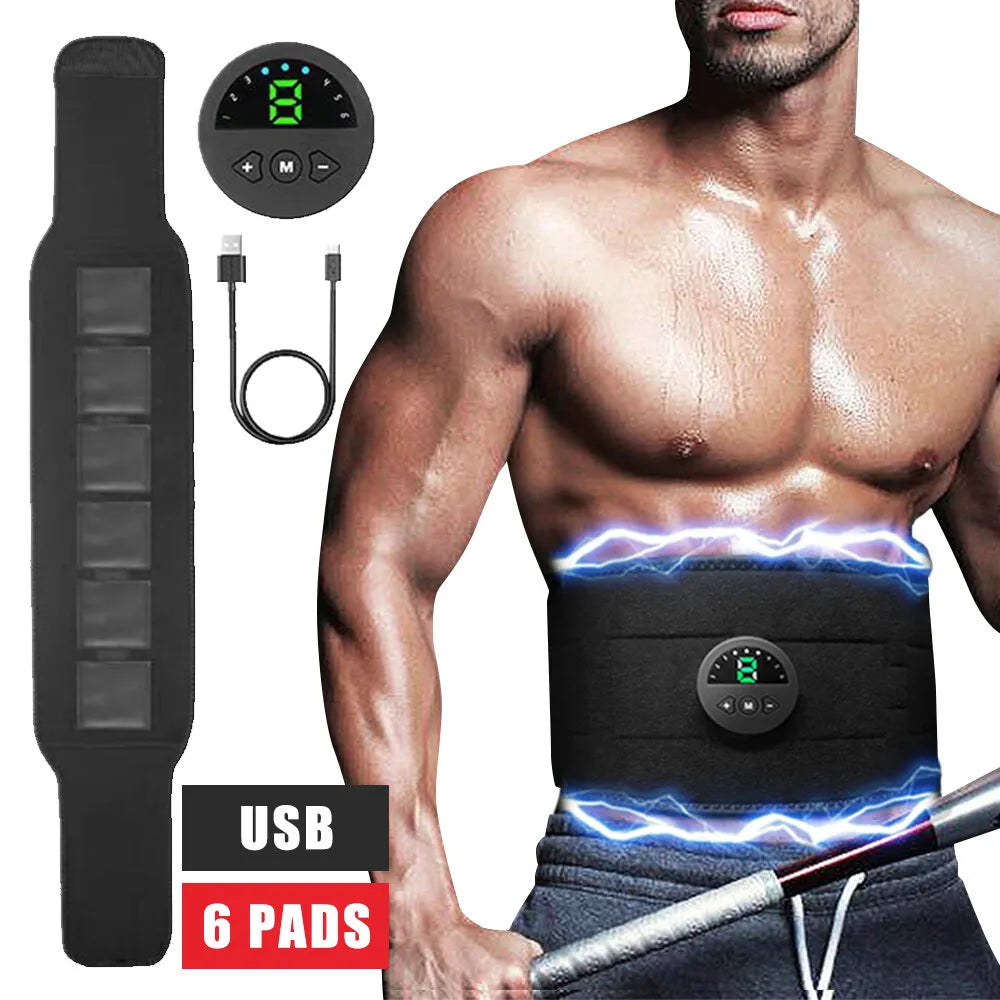 KTS EMS Waist Abdominal Trainer Belt USB Rechargeable Muscle Stimulator