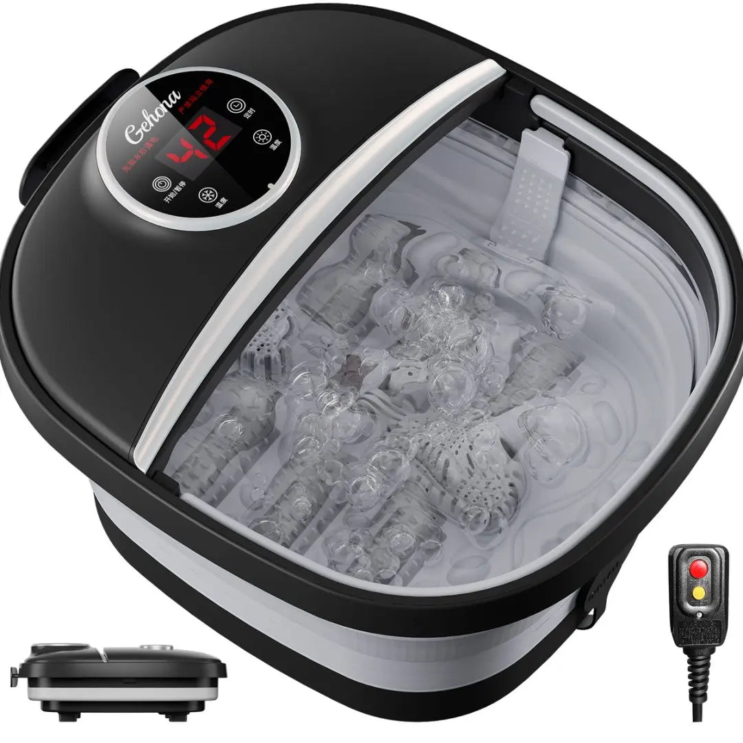 Collapsible Foot Spa Massager Electric Foldable Foot Soaker Tub with Remote Control 24 Heating Levels 6 Massage Rollers Surfing