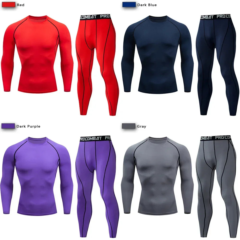 Men Compression Sportswear Set Elastic Training Yoga Tracksuit Pants