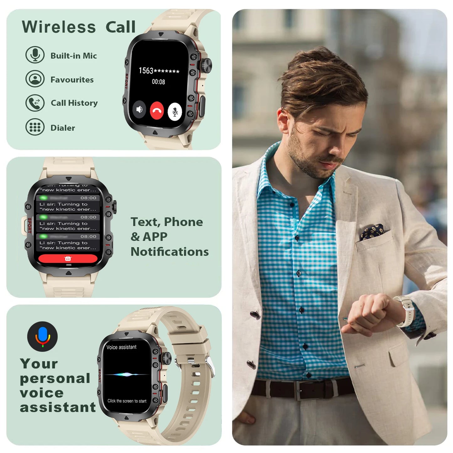 LIVLOV AI Voice Assistant Smart Watch With Bluetooth Calls