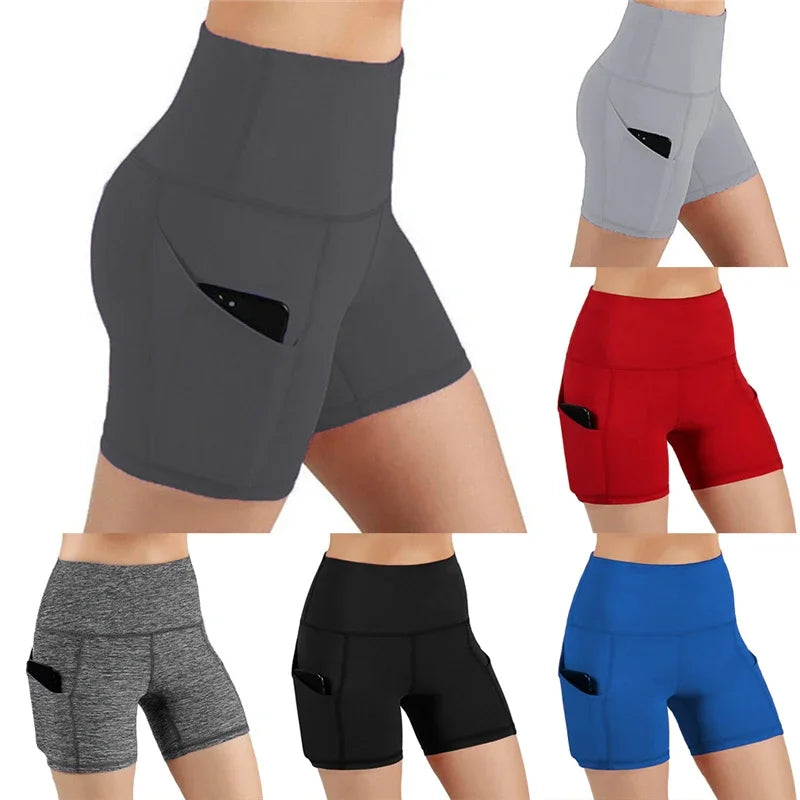 Women High Waist Gym Shorts With Phone Pocket For Running