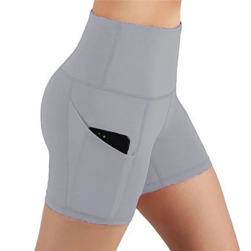 Women High Waist Gym Shorts With Phone Pocket For Running