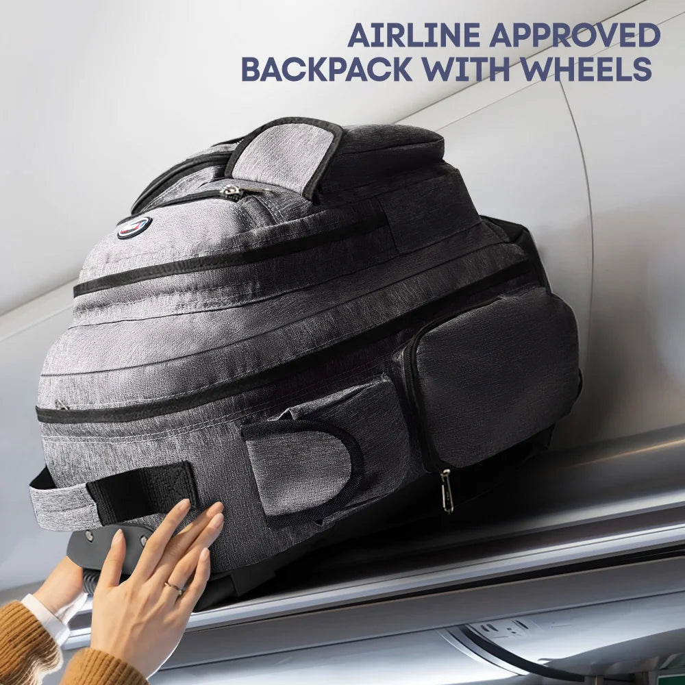 New York XPress Wheeled Travel Backpack Carry On Luggage
