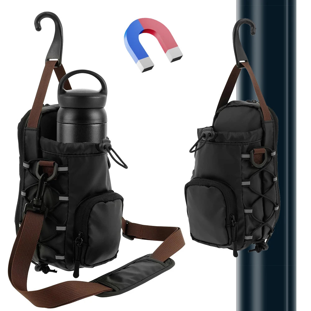 Magnetic Gym Chest Pouch With Water Bottle Holder Crossbody Bag