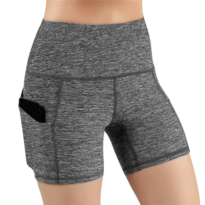 Women High Waist Gym Shorts With Phone Pocket For Running
