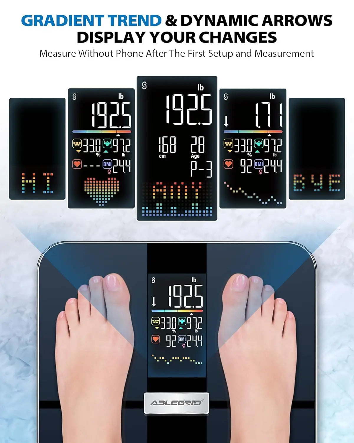 Smart Body Fat Scale With 22 Health Metrics Heart Rate Monitor 400lb