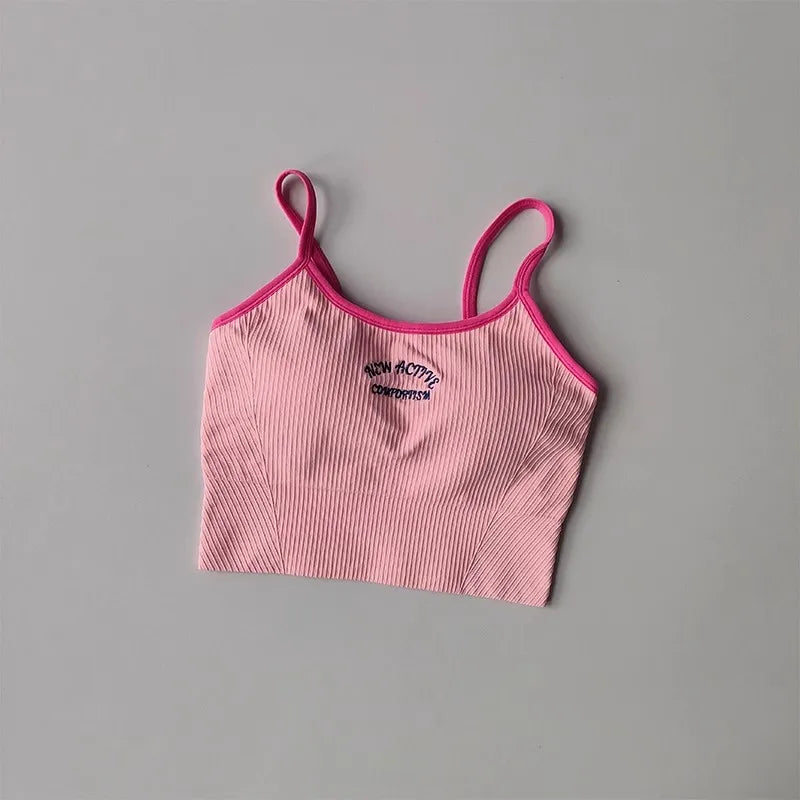 Women Breathable Yoga Sports Bra Push Up Camisole Top