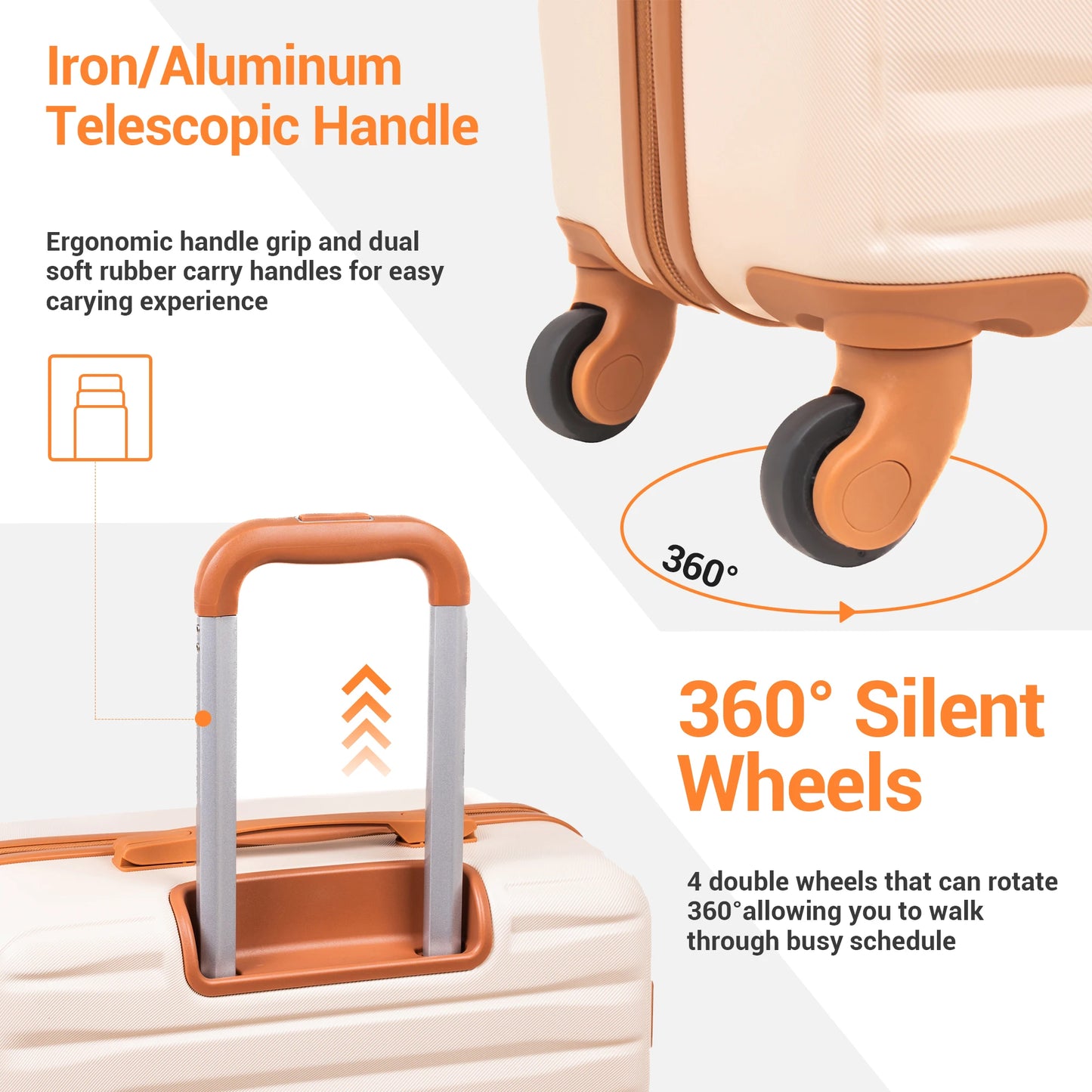 TravelhouseCN 3 Piece Luggage Set With ABS Hard Case And TSA Lock