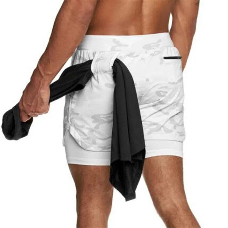 NONECN 2 In 1 Running Shorts Men Quick Dry Fitness
