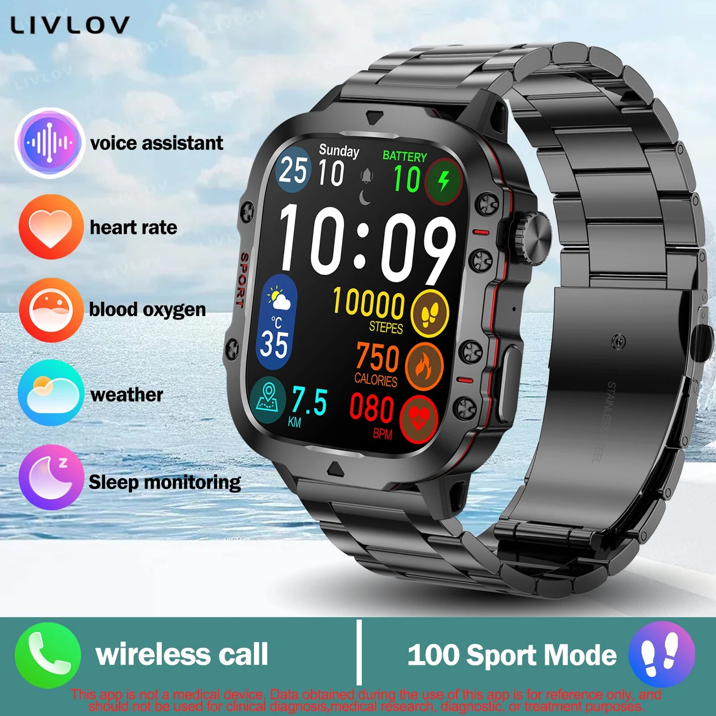 LIVLOV AI Voice Assistant Smart Watch With Bluetooth Calls