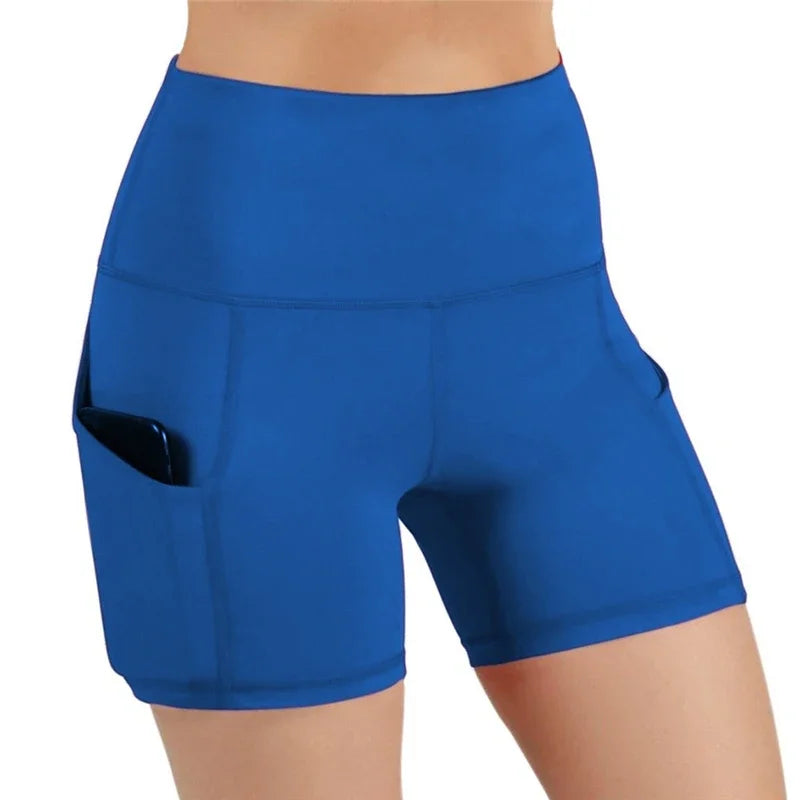 Women High Waist Gym Shorts With Phone Pocket For Running