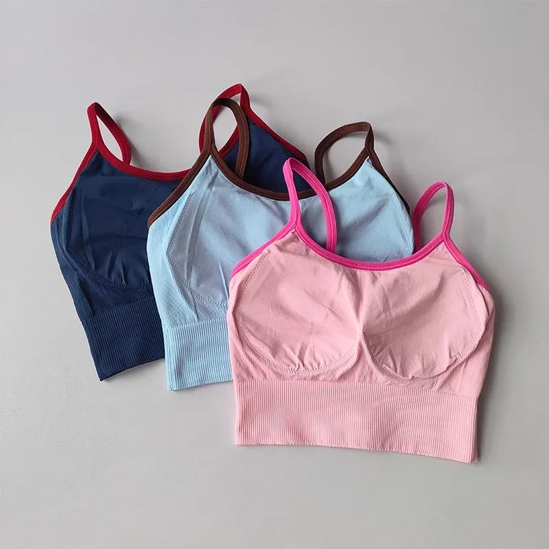 Women Breathable Yoga Sports Bra Push Up Camisole Top