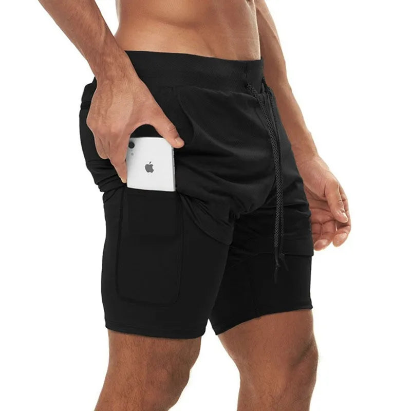 NONECN 2 In 1 Running Shorts Men Quick Dry Fitness