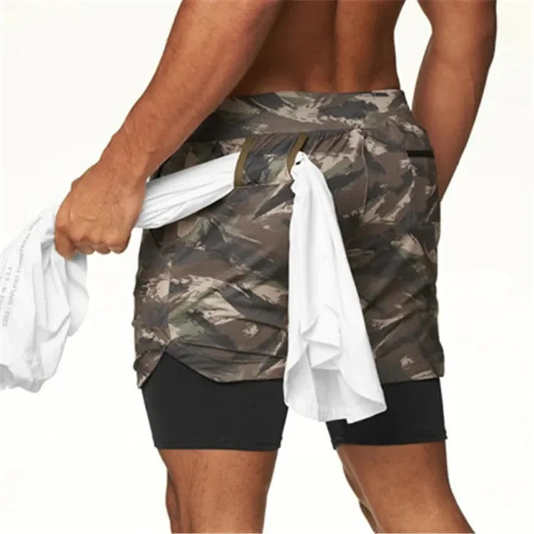 NONECN 2 In 1 Running Shorts Men Quick Dry Fitness
