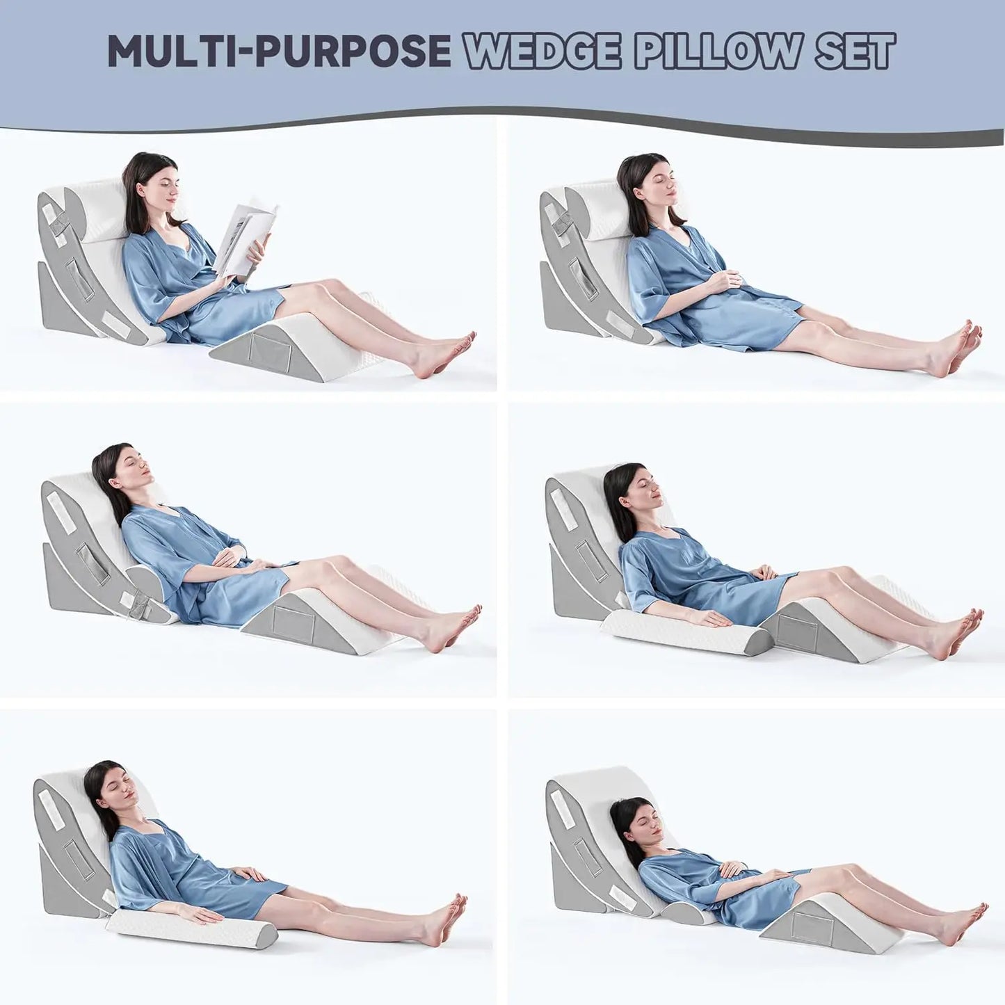 Orthopedic Bed Wedge Pillow Set for Back Pain Relief