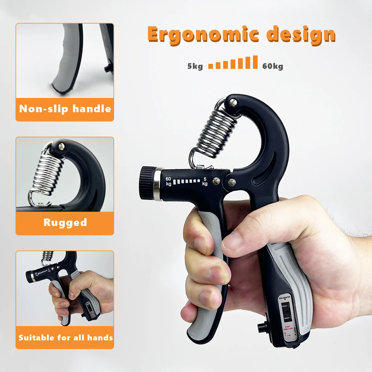 NONE Adjustable Hand Grip Strength Trainer 11-132 Lbs Forearm Rehab