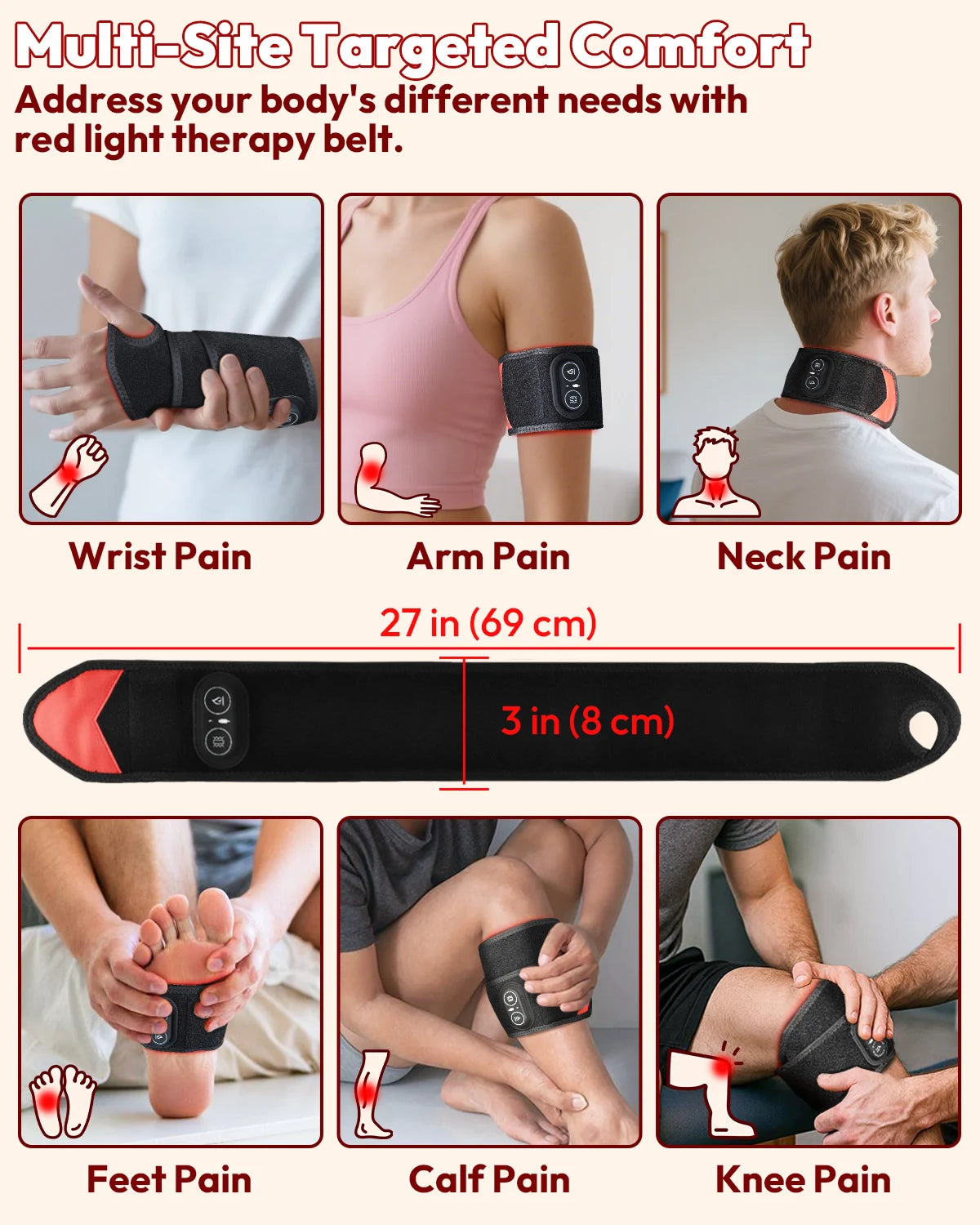 Cordless Infrared Light Therapy Wrap With Heat And Vibration