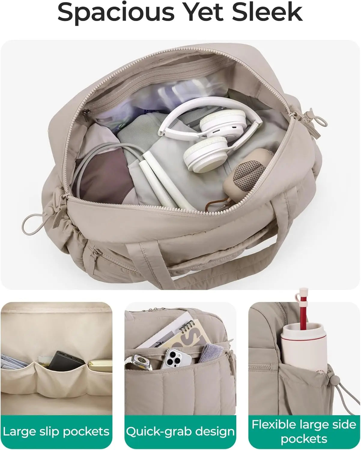 Lightweight Water-Resistant Duffle Bag For Women Travel With Wet Pocket