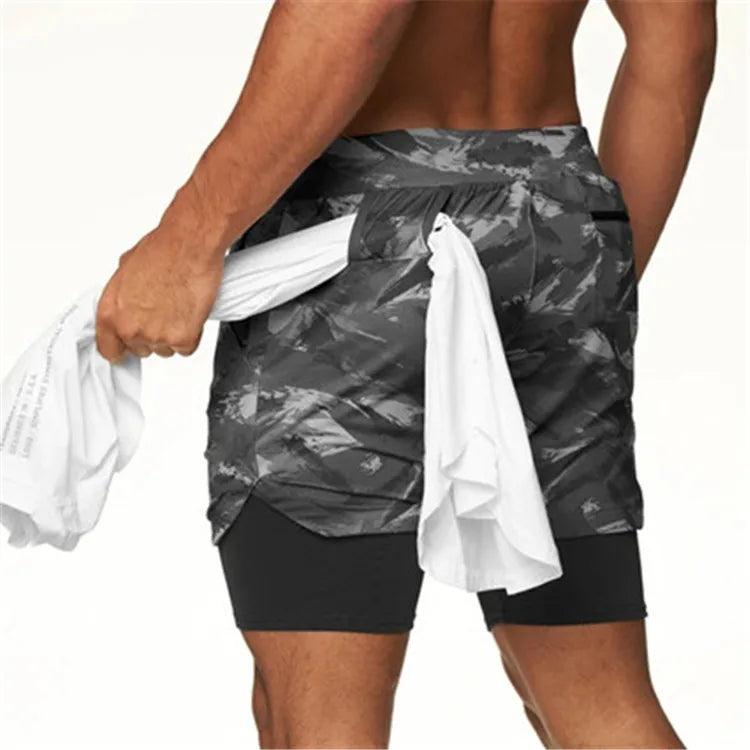 NONECN 2 In 1 Running Shorts Men Quick Dry Fitness