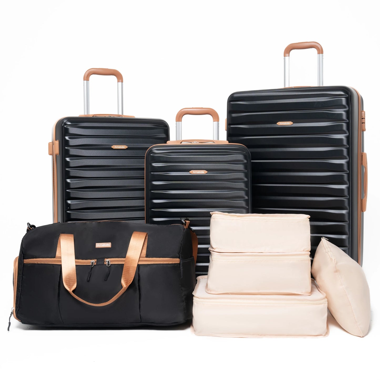 TravelhouseCN 3 Piece Luggage Set With ABS Hard Case And TSA Lock
