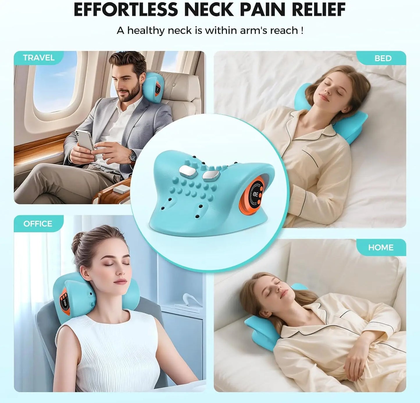 Rechargeable Portable Neck Massager Pillow 3-in-1 Shiatsu with Remote