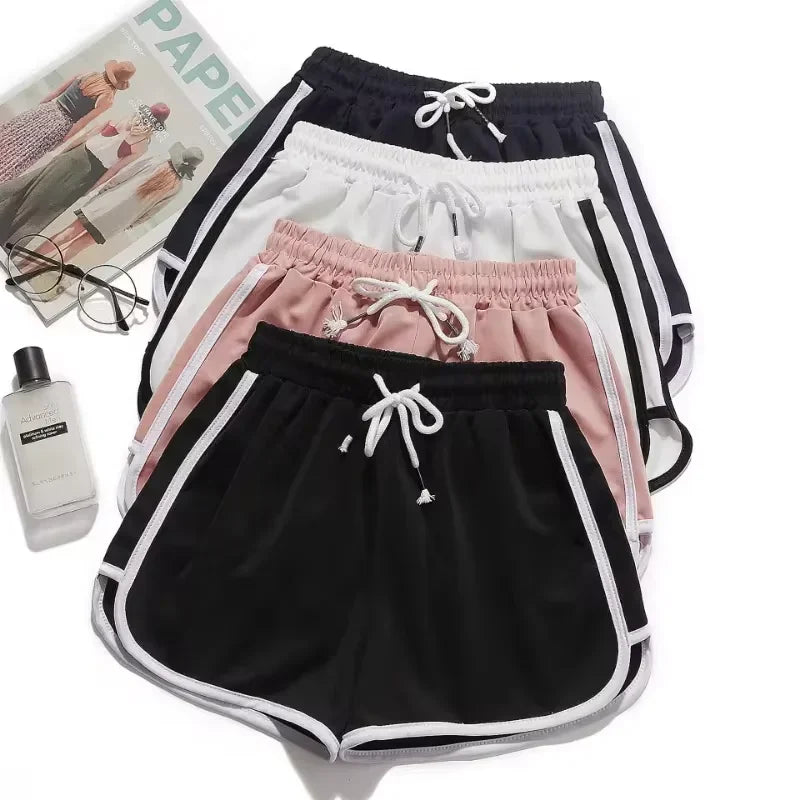 Striped Women's Korean Style Sports Shorts Loose Wide Leg Casual