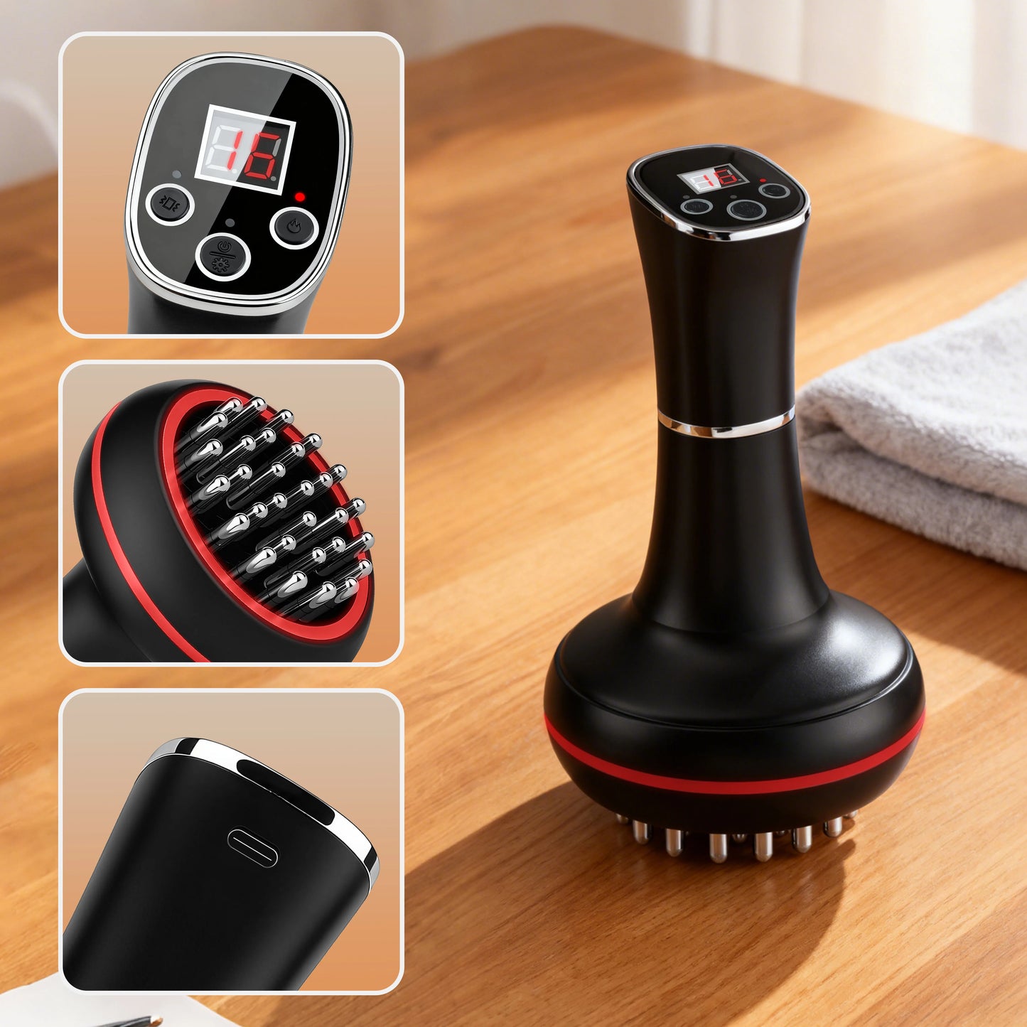 Aedwdpe Handheld Electric Meridian Massage Brush Full Body Gua Sha