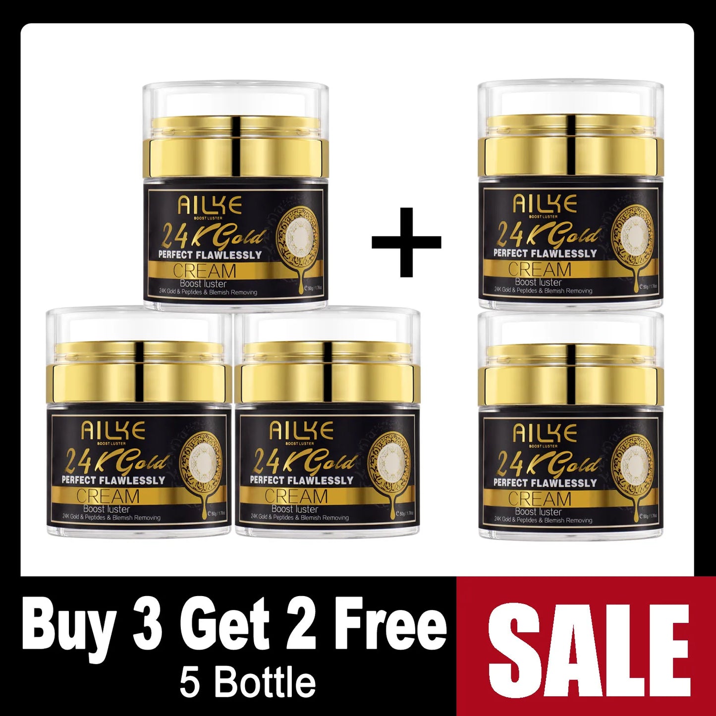 AILKE 24k Gold Face Cream Whitening Dark Spots Glutathione