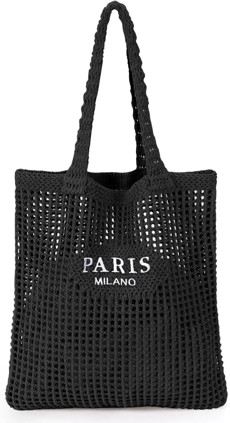 NONECN Crochet Tote Bag For Women Mesh Beach Tote Bag