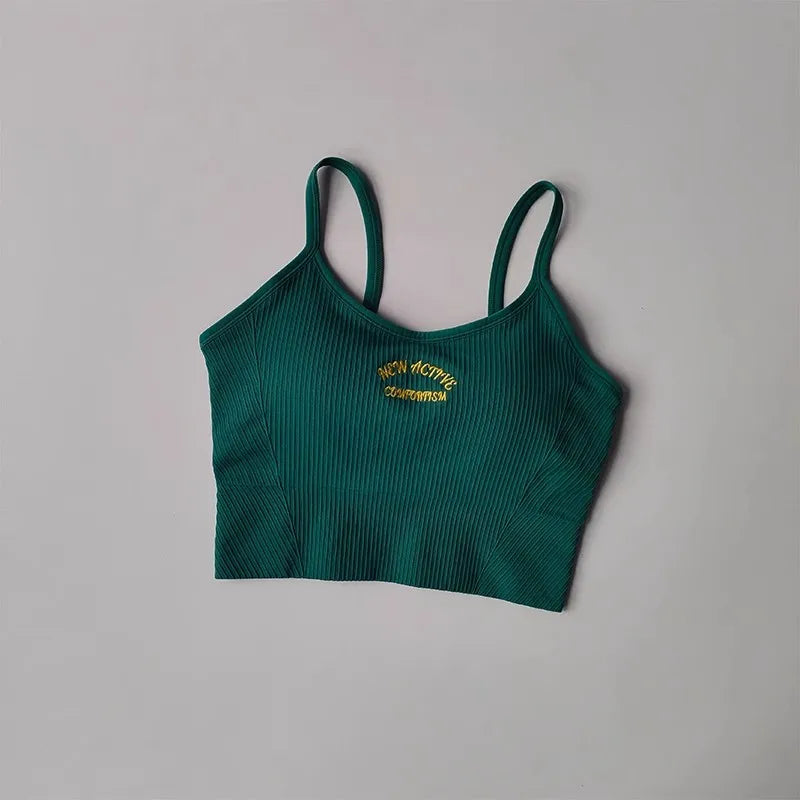 Women Breathable Yoga Sports Bra Push Up Camisole Top