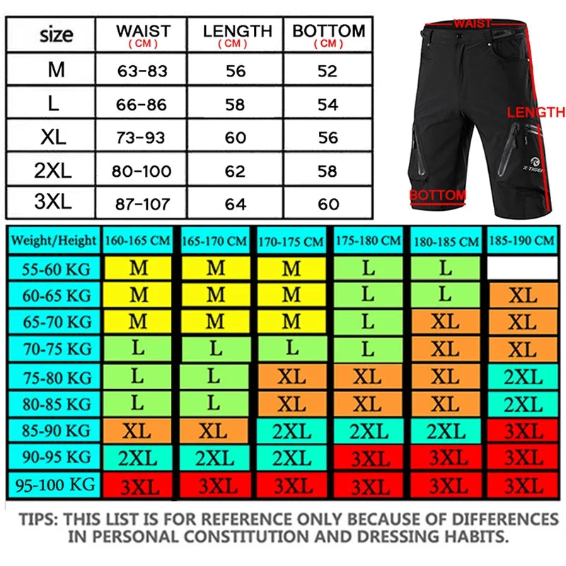 X-TIGERCN Men's Cycling Shorts With 5D Gel Pad