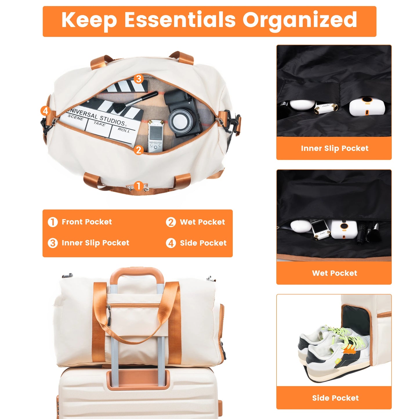 TravelhouseCN 3 Piece Luggage Set With ABS Hard Case And TSA Lock