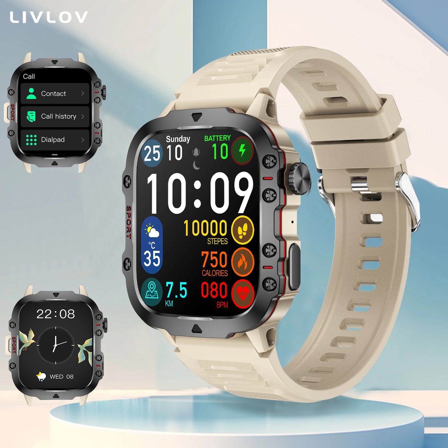 LIVLOV AI Voice Assistant Smart Watch With Bluetooth Calls