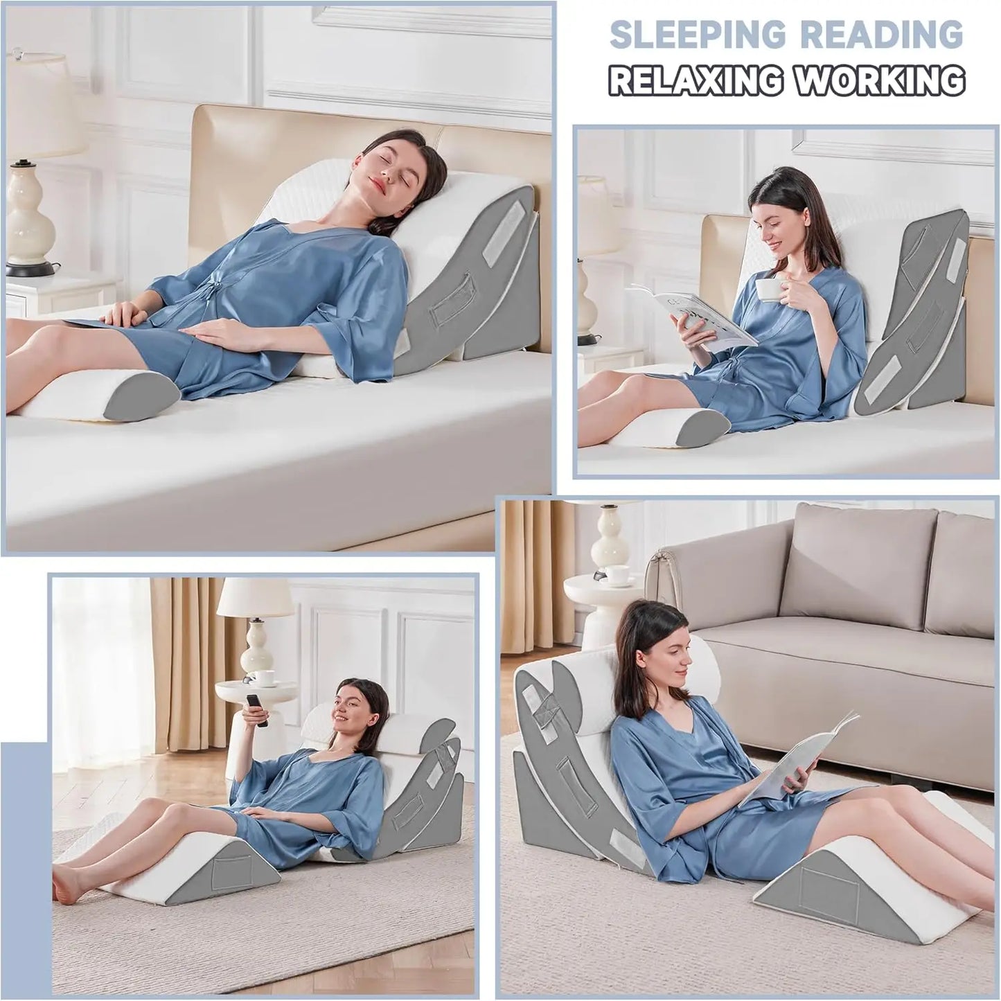 Orthopedic Bed Wedge Pillow Set for Back Pain Relief