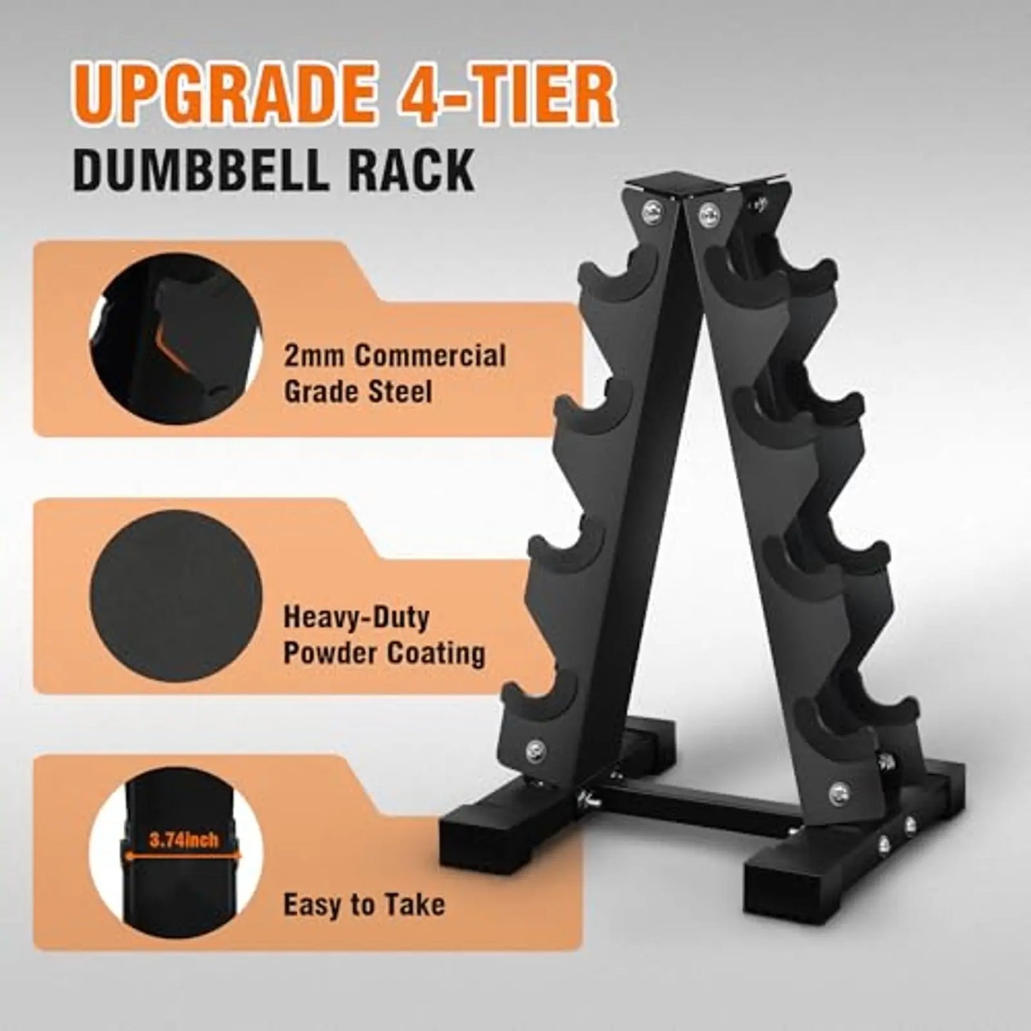 Dumbbell Set With Storage Rack Rubber Coated Hex Weights